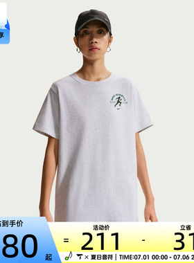 NIKE耐克女子宽松印花圆领上衣舒适运动休闲短袖T恤IV6194-051