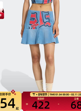 adidas阿迪达斯三叶草女子运动休闲牛仔半身裙短裙KC6274