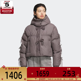 adidas阿迪达斯三叶草女子运动休闲保暖连帽羽绒服外套KC2609