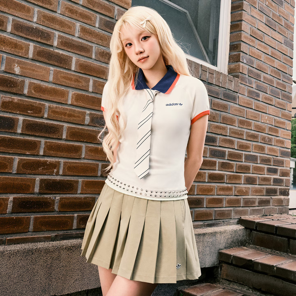 adidas阿迪达斯三叶草女子时尚百搭休闲POLO衫修身短袖T恤KF9611