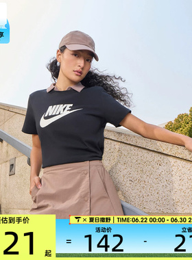 nike耐克女子经典印花休闲宽松透气运动短袖T恤DX7907-010