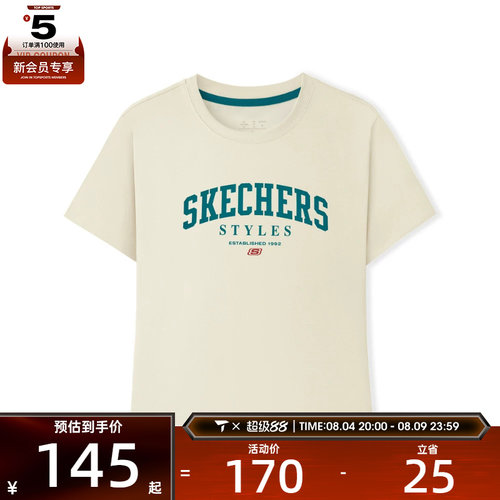 SKECHERS斯凯奇女子运动休闲短袖T恤L226W051-029Y