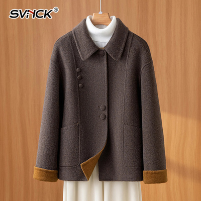 双面羊绒大衣女短款秋冬休闲洋气