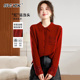 2026春装 新款 高级感气质本命年红色翻领针织上衣女可单穿宽松毛衣