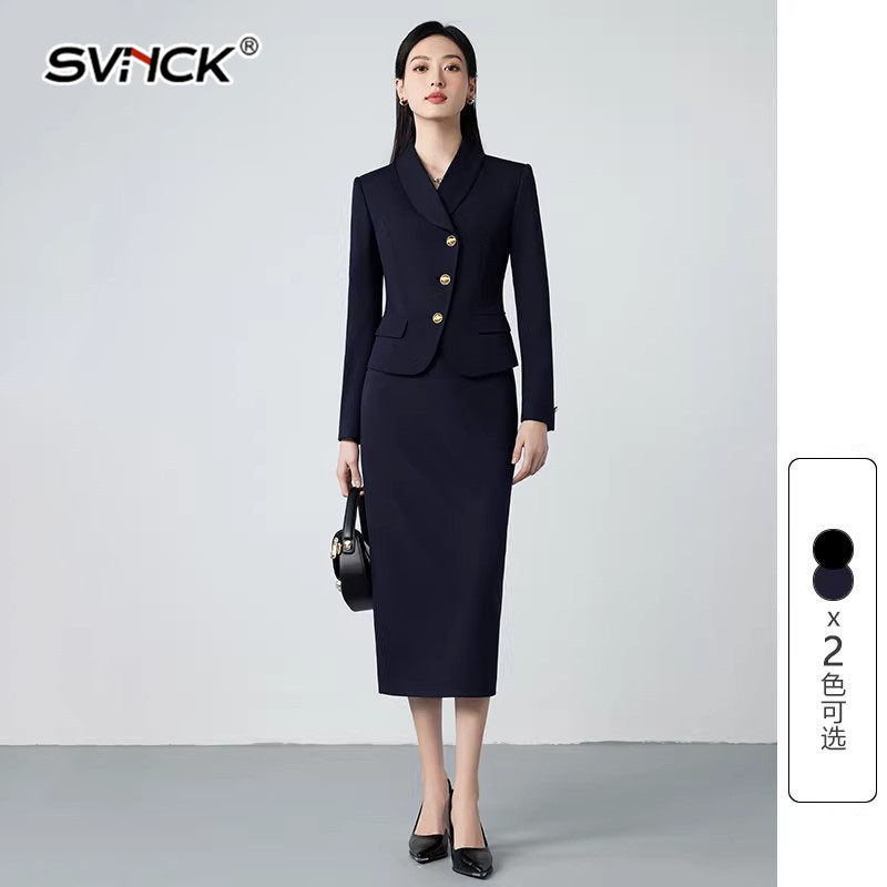 高端黑色西装外套女士职业装正装面试套装裙气质小个子西服高级感