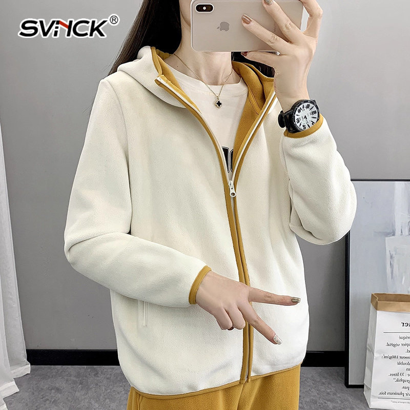 摇粒绒外套女款户外连帽加绒弹力开衫保暖抓绒衣休闲百搭卫衣