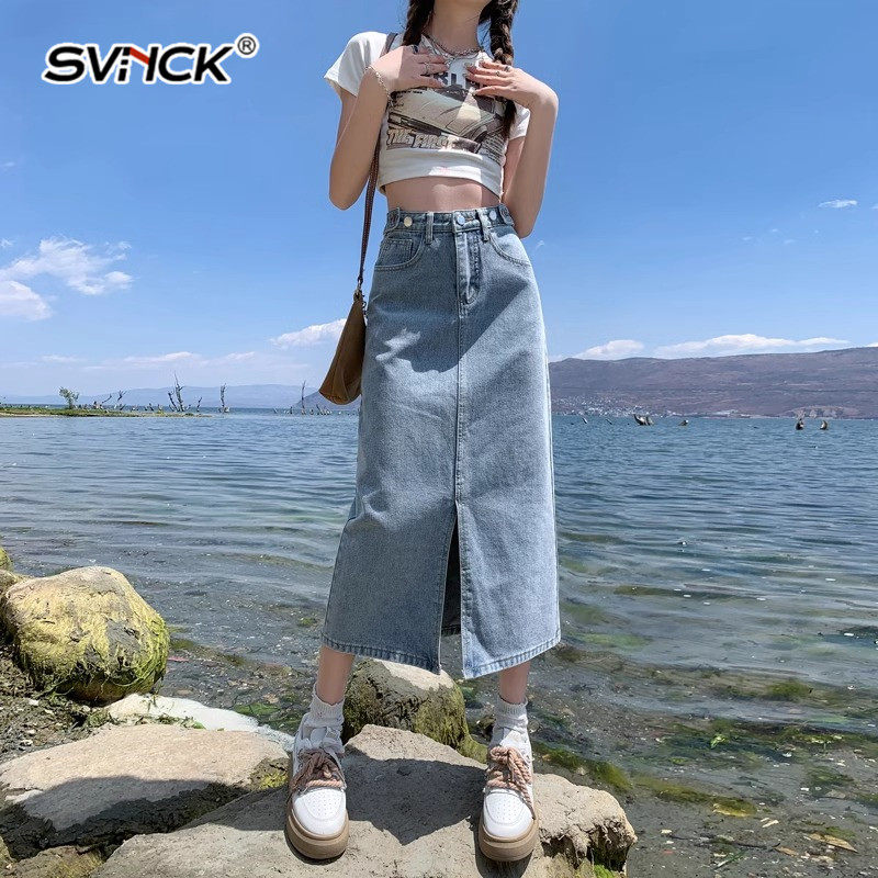 牛仔半身裙女春装2024新款浅色