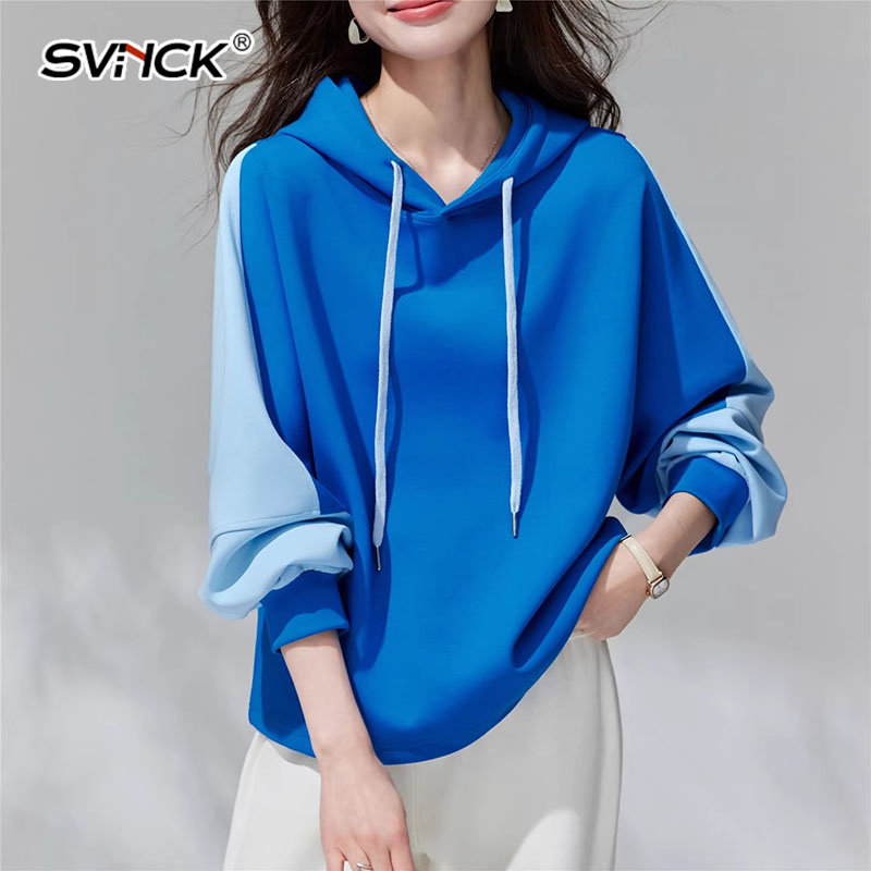 新款连帽卫衣外套女2026春季宽松时尚拼色慵懒风百搭休闲T恤上衣