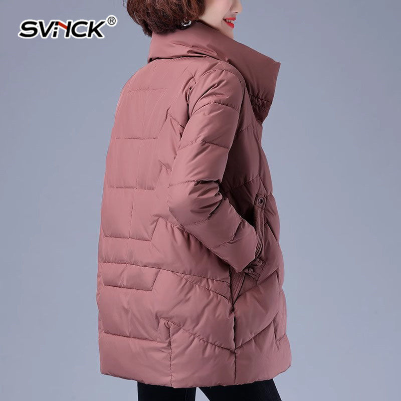 棉服女士中长款2025新款韩版宽松中年棉衣大码妈妈装加厚冬季外套