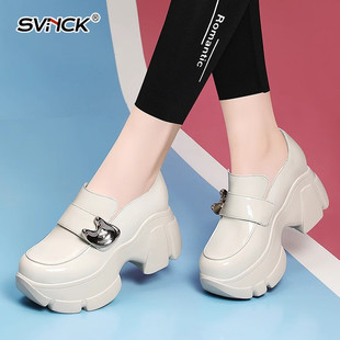 一脚蹬内增高乐福鞋女2025年新款春季厚底单鞋松糕小个子秀气女鞋