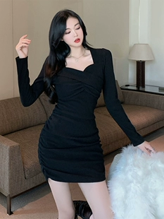 女装 御姐紧身辣妹包臀短裙黑色连衣裙 法式 ZQ早春装 2023年新款 春季