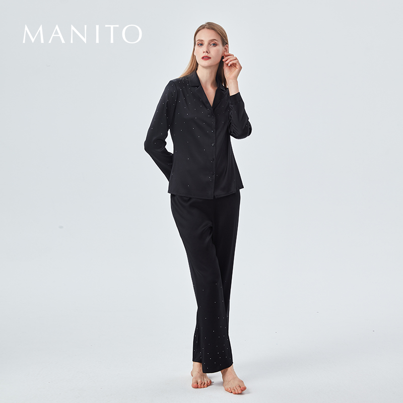 manito女士蚕丝水晶家居服套装