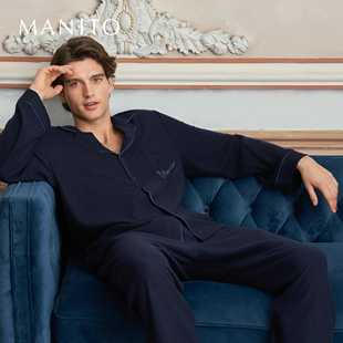 绵羊毛桑蚕丝秋冬保暖家居服套装 MANITO 曼尼陀Limerence男士