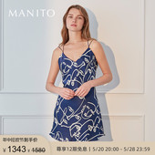 曼尼陀Curvy MANITO 真丝吊带睡裙短裙桑蚕丝家居服春夏季