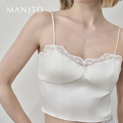 MANITO/曼尼陀Windy桑蚕丝吊带上衣性感蕾丝边女士睡衣内衣