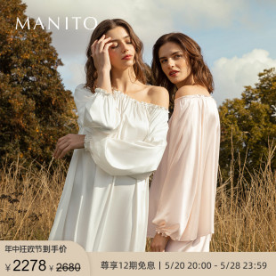 曼尼陀Fairy女士真丝睡裙桑蚕丝俏皮甜美家居服春夏季 MANITO