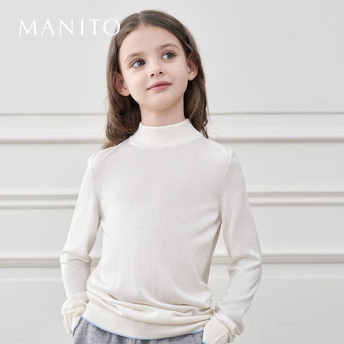 儿童半高领真丝针织毛衫