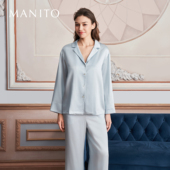 MANITO 领桑蚕丝真丝家居服女 西装 曼尼陀Jolly可机洗长袖 睡衣套装