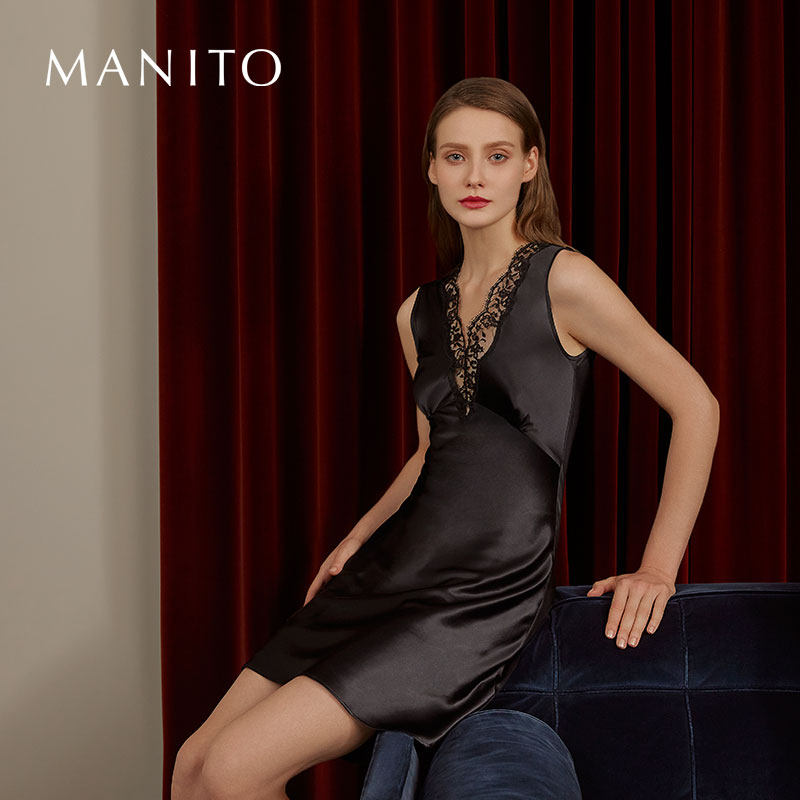 MANITO/曼尼陀Iliana蕾丝连衣裙真丝吊带睡裙短裙蚕丝,女士内衣/男士内衣/家居服,睡裙,淘宝优惠券,粉丝福利购,淘宝优惠卷