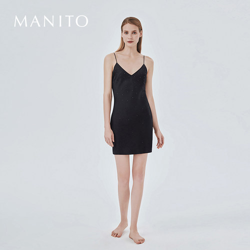manito性感桑蚕丝吊带睡裙
