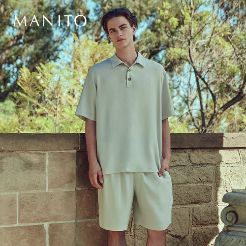 manito桑蚕丝polo睡衣套装