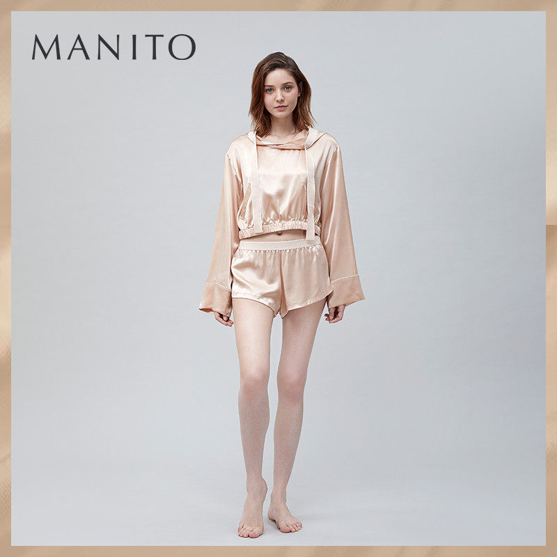 MANITO/曼尼陀真丝运动睡衣短睡裤蚕丝家居服高端运动套装sportif