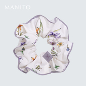 MANITO 曼尼陀桑蚕丝拼色印花发圈Two tone波浪发圈护发真丝发饰