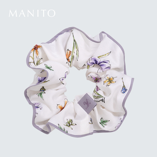 MANITO tone波浪发圈护发真丝发饰 曼尼陀桑蚕丝拼色印花发圈Two