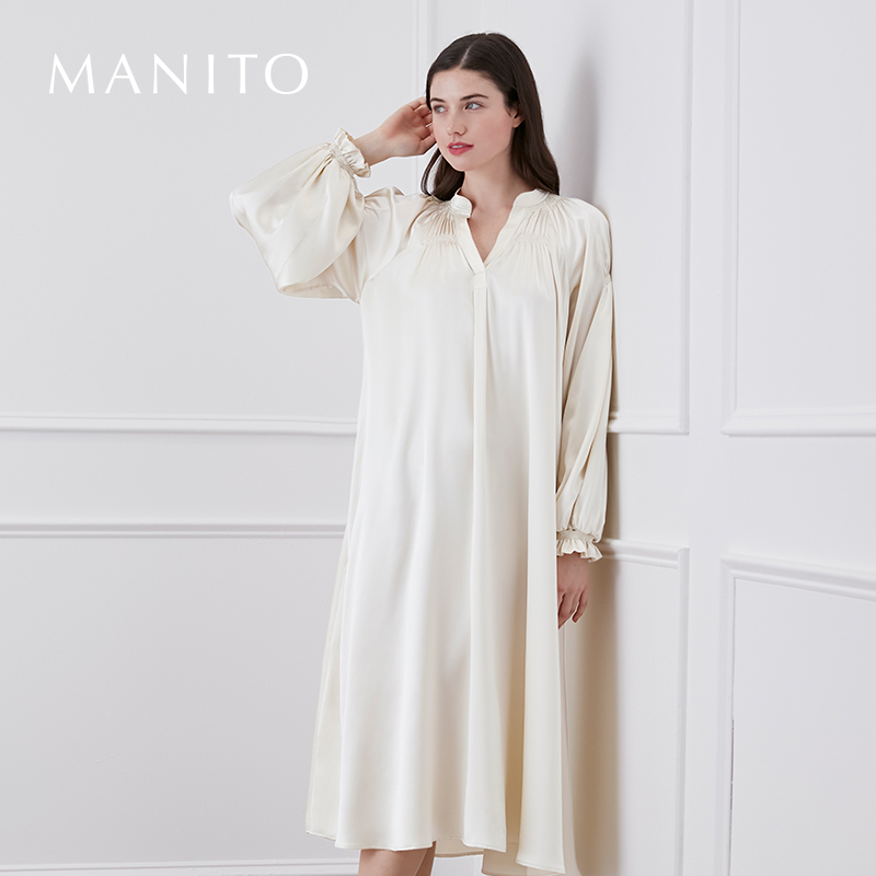 manito桑蚕丝度假长裙