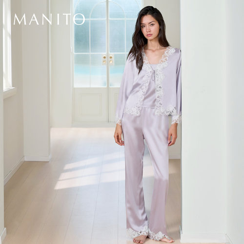 MANITO女士桑蚕丝三件家居服套装