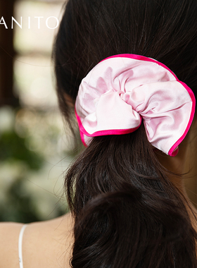 MANITO/曼尼陀 Macaron 撞色刺绣粗发圈桑蚕丝护发多巴胺配色