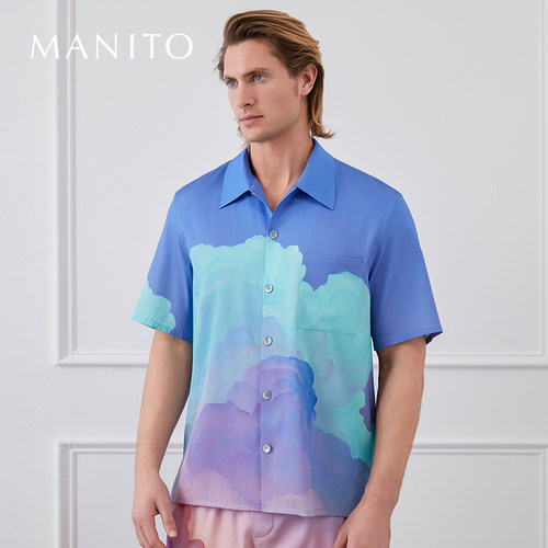 manito桑蚕丝渐变油画衬衣