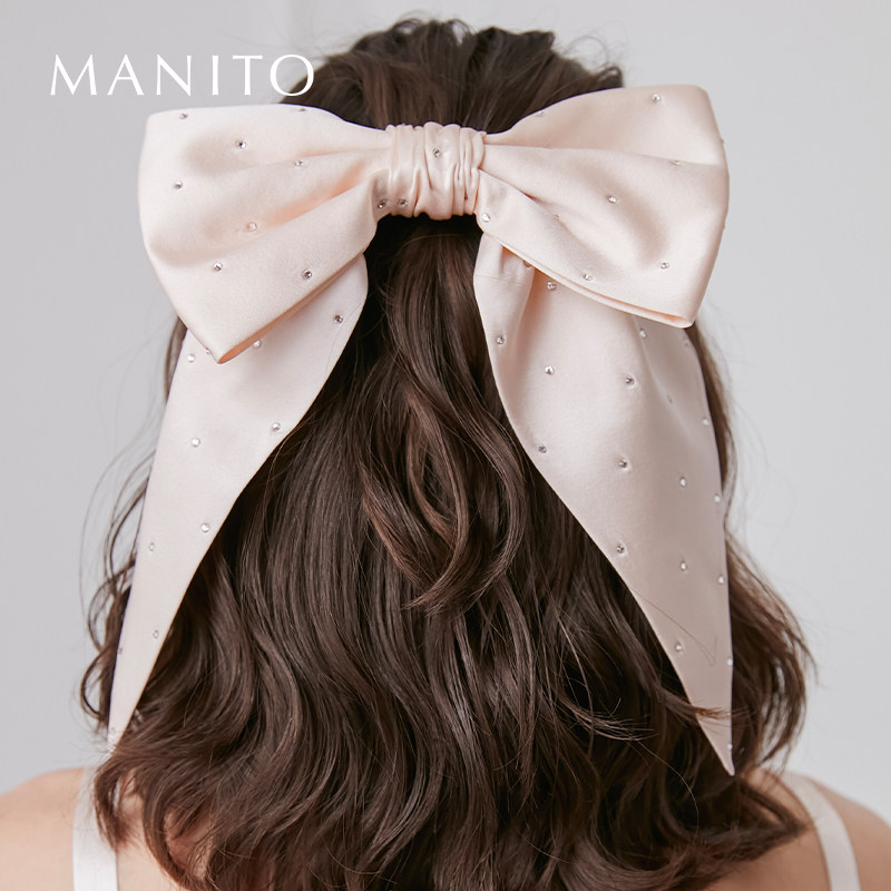 Duchess真丝烫钻蝴蝶结发夹