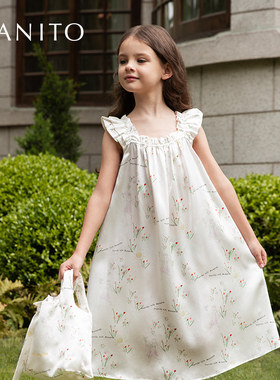 MANITO/曼尼陀Princess Louise儿童花边吊带连衣裙碎花小清新睡裙