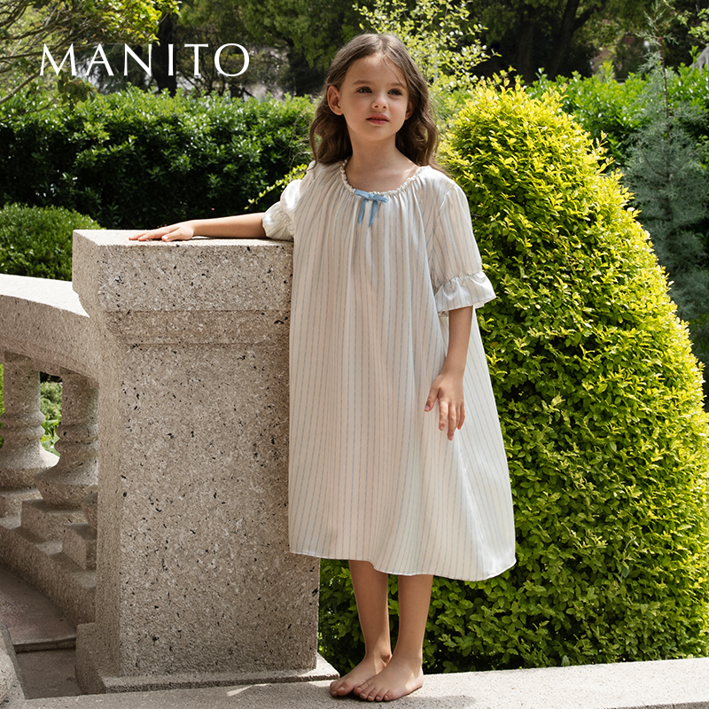 manito睡裙条纹桑蚕丝