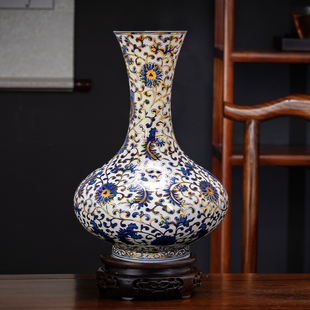 景德镇陶瓷仿古青花瓷花瓶手绘中式客厅博古架装饰摆件轻奢高级感