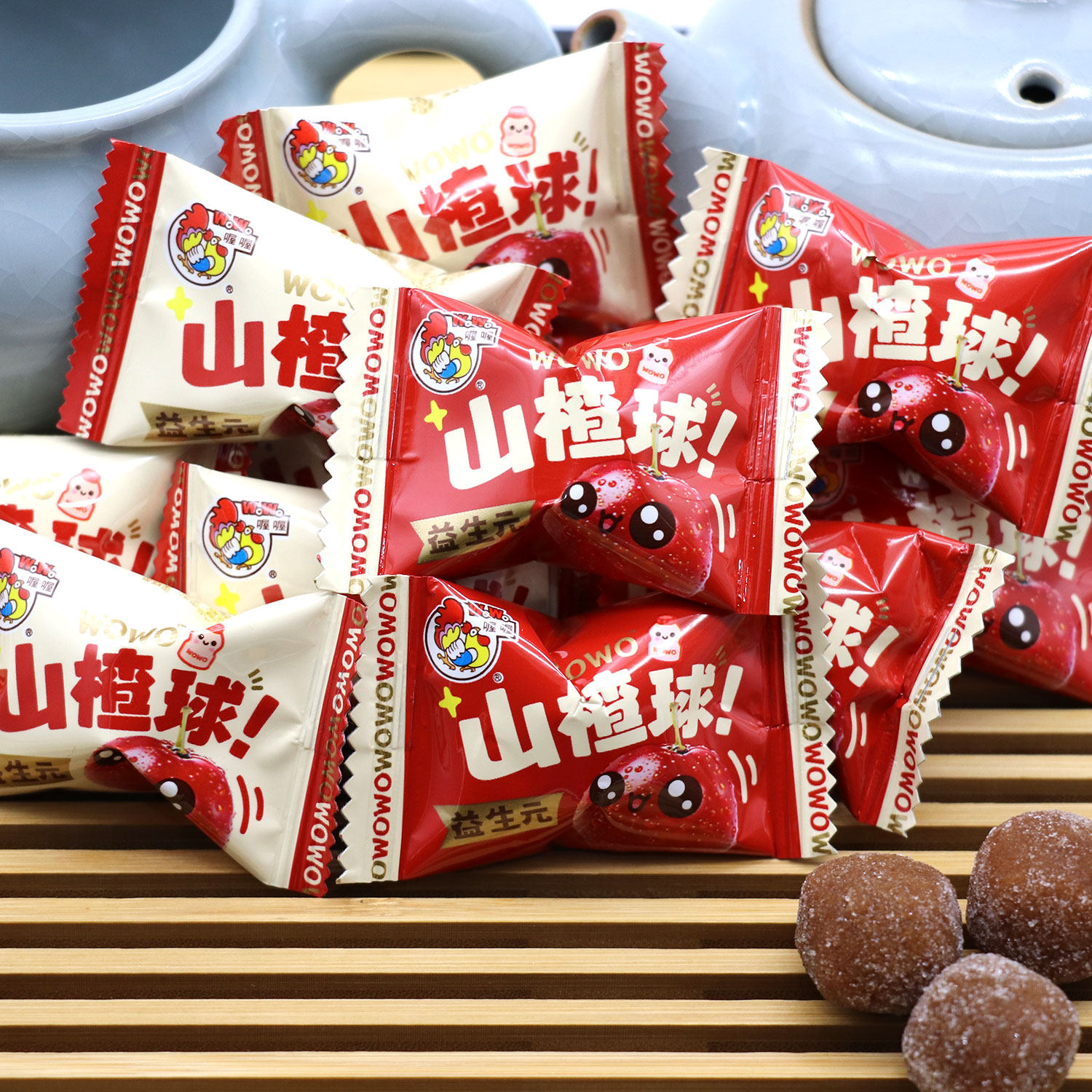 喔喔益生元山楂球500g1斤约76颗酸甜味结婚喜糖休闲类零食糖果