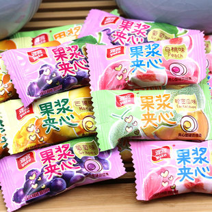 雅客果浆夹心硬糖白桃味500g65颗结婚喜糖哈密瓜葡萄芒果零食糖果