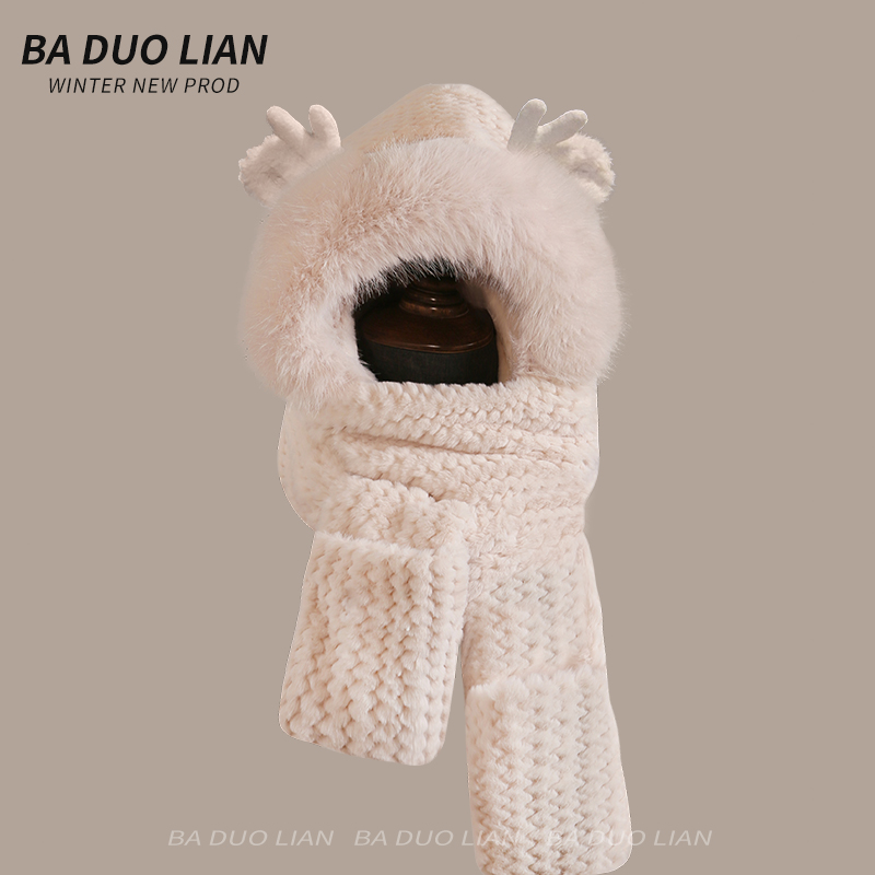 毛绒加厚双层防寒护耳帽