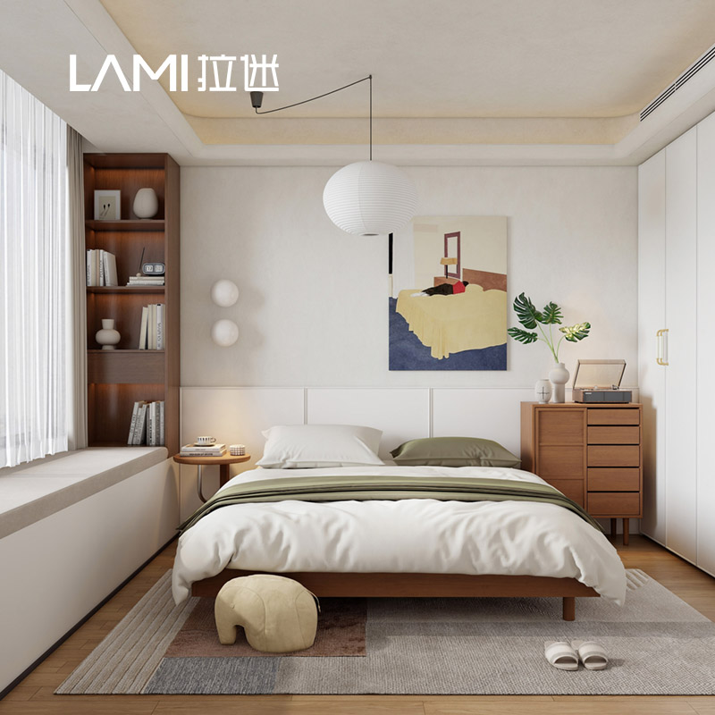 上海拉迷高端全屋定制奶油风卧室大衣柜橱柜电视墙柜子