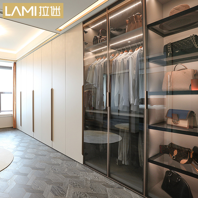 卧室玻璃门衣柜金属衣帽间定做