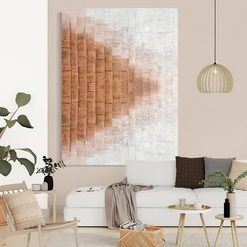 客厅法式抽象肌理壁画玄关橙色天梯手绘油画意式餐厅立体艺术挂画