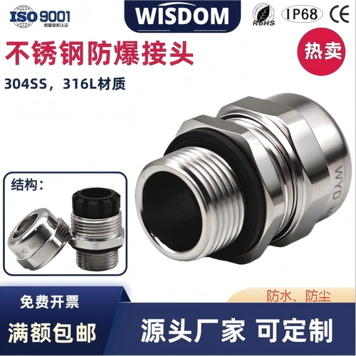 304SS不锈钢电缆接头线缆压盖格兰头填料函不锈钢防水锁头M20*1.5