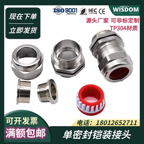 WISDOM单密封铠装防水格兰头304