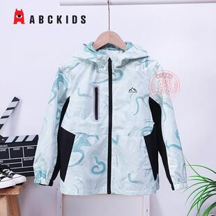 abckids童装男童冲锋衣外套2025春秋新款儿童连帽上衣青少年夹克