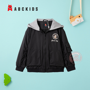 abckids童装男童外套薄绒夹克衫2024秋季新款男中童假两件拉链衫