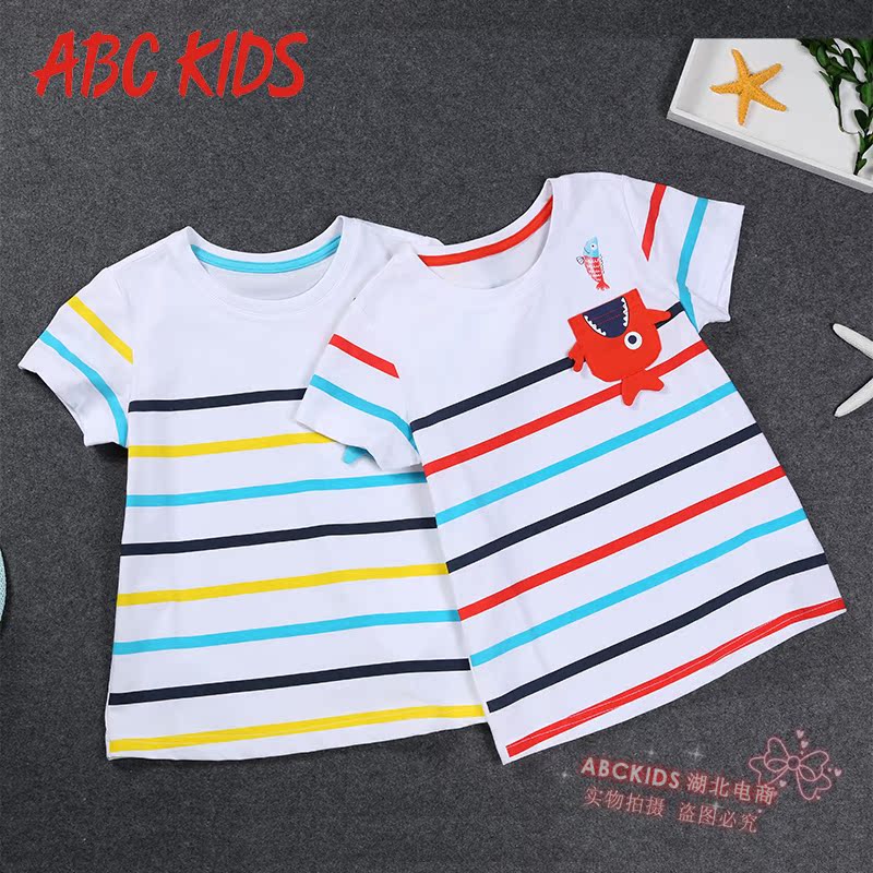 Ïļ¾Ð¿î¶ùͯtÐôabckidsͯװ´¿ÃÞÄÐͯÐôʱÉжÌÐ俨ͨСº¢ÌõÎÆÌåÐô