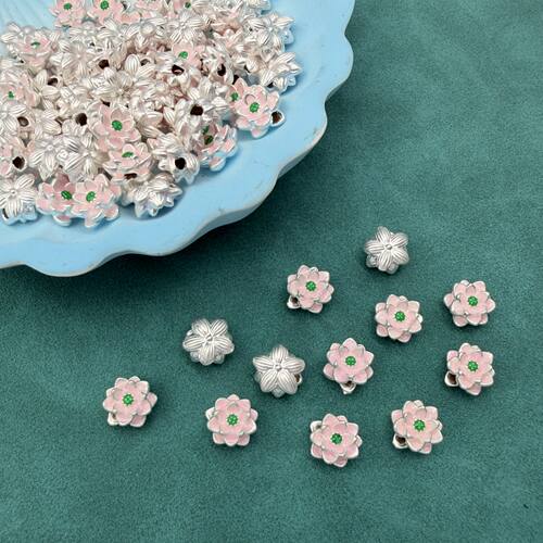 999足银3D滴胶莲花隔珠DIY