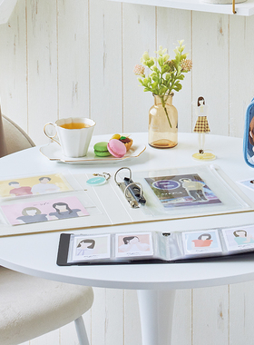 日本LIHIT LAB.喜利myfa四孔D型A4打孔活页夹2孔A5文件夹门票收据明星写真照片徽章杯垫贴纸透明活页袋收纳夹