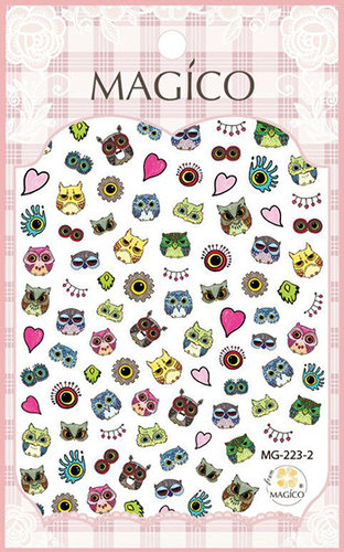 Magico茉季美甲贴纸卡通猫头鹰高清像素背胶日式超薄防水贴花385